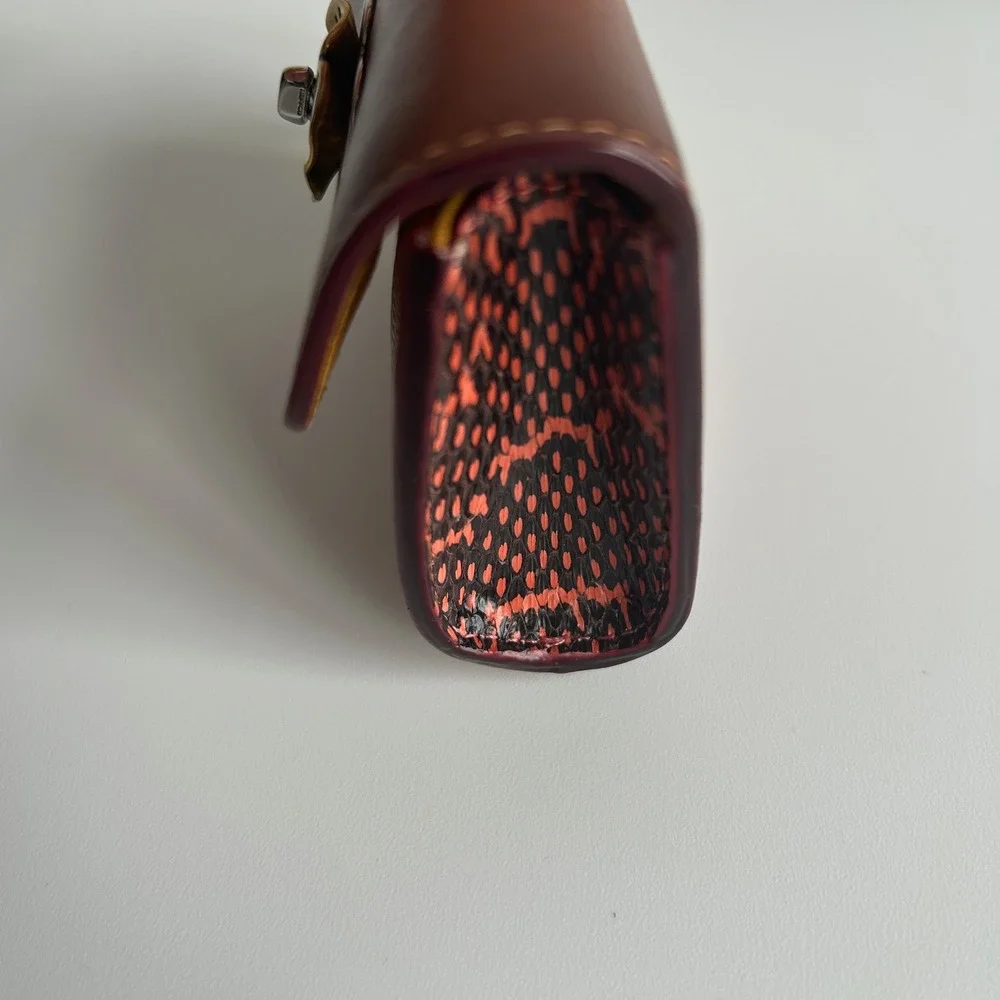Coach Parker Bag Charm Brown Multi Leather Tea Rose 1636 NWT